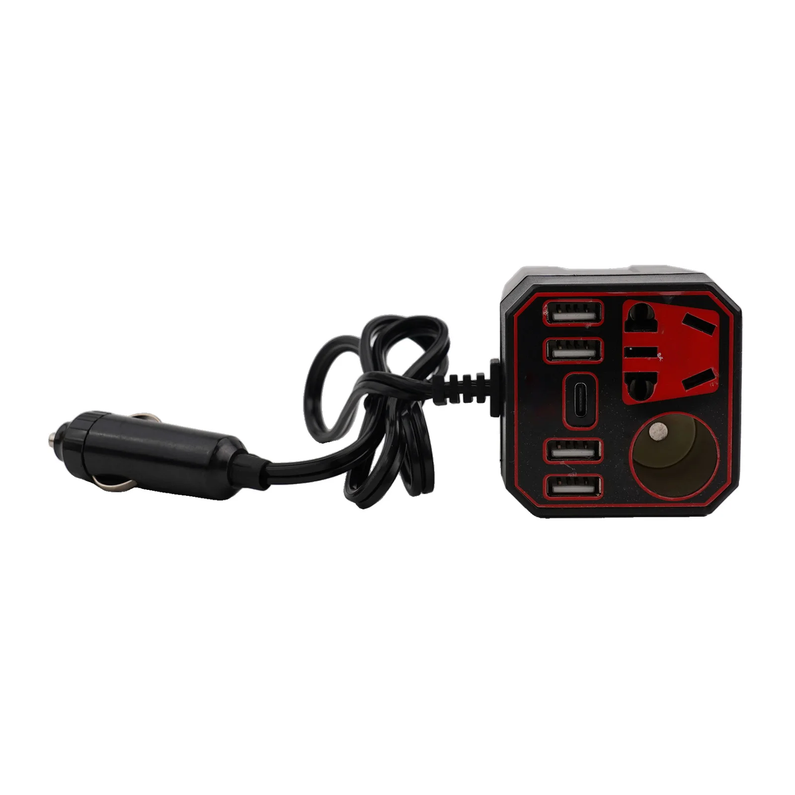 Black Red DC220V Converter 12V 24V Inverter USB 3.0 Charging Port Chargeable On Multiple Devices High Universality Fitment