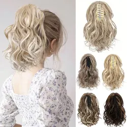 Ponytail Extension Claw Clip In Ponytail Hair Extensions Short Curly Ponytail Wavy Synthetic Hairpiece For Women Daily