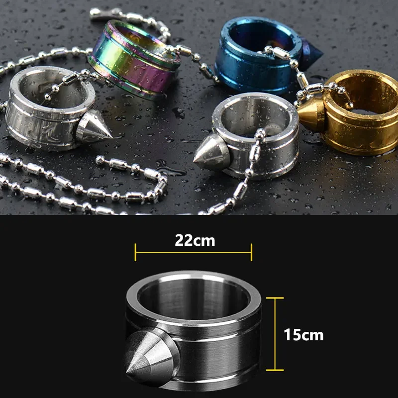 Outdoor EDC Stainless Steel Self-Defense Necklace Ring Broke Window Anti-wolf Protective Equipment Tools Punk Rings Brass Tools