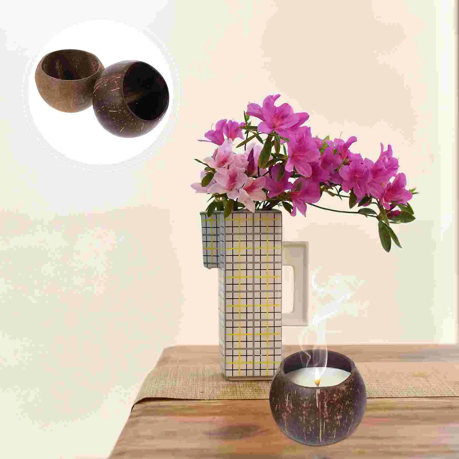 

2 Pcs Coconut Shell Cups Craft Making Jars Candy Storage Containers DIY Bowls Cans