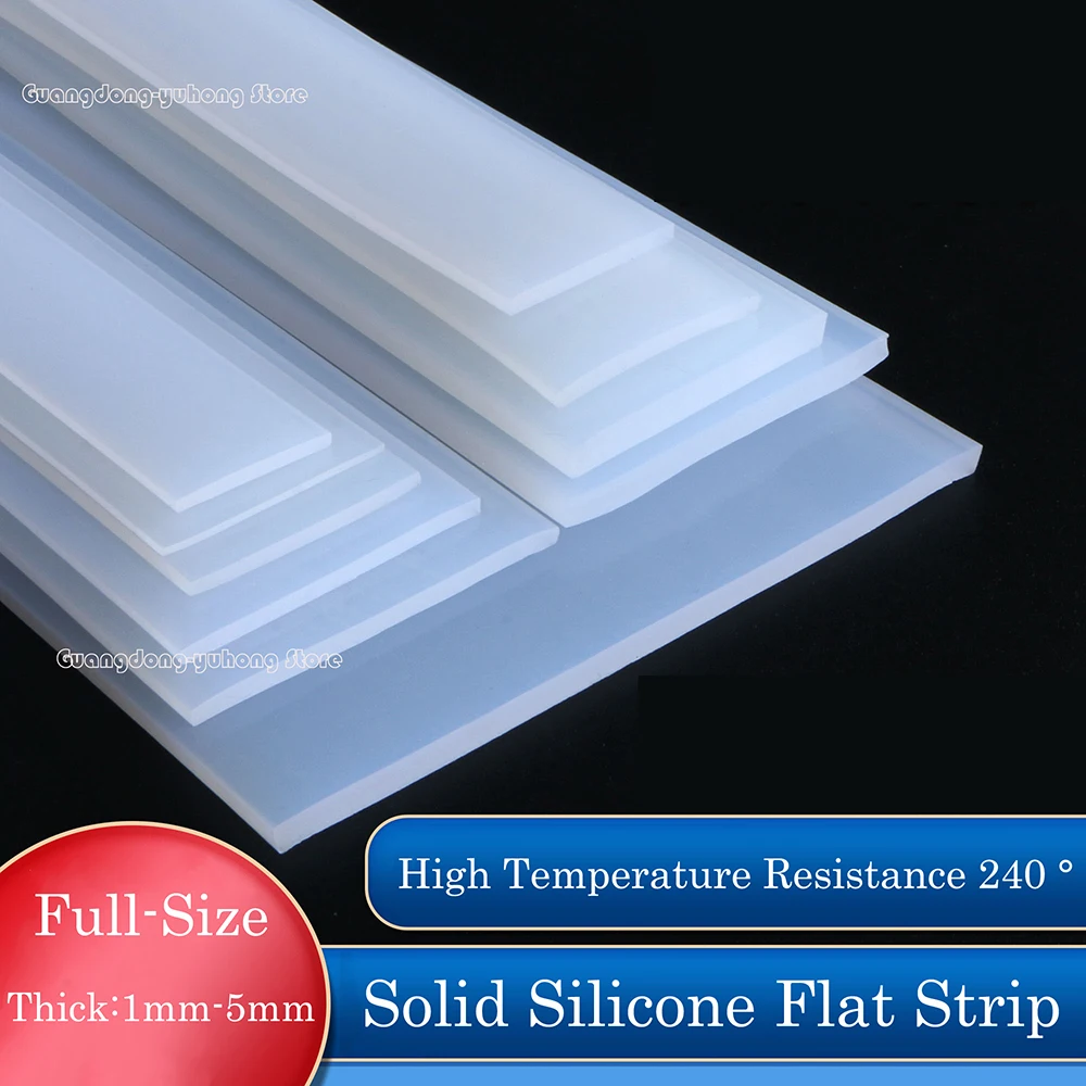 1/2/3/5M Width 10-60mm Thickness 1-5mm High Temperature Resistant Rectangle Silicone Sealing Strip Flat Weatherstrip Plates Pads