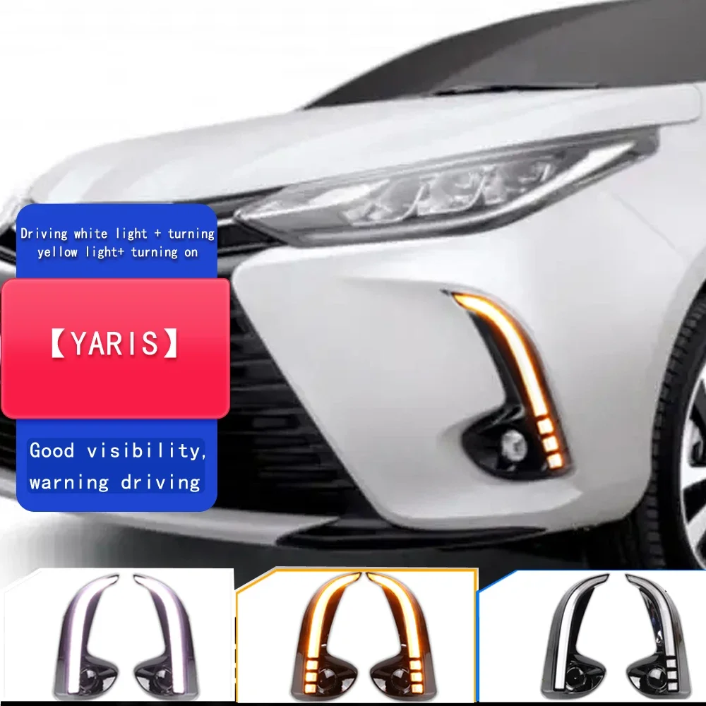 

2PCS 12V LED DRL (Daytime Running Light) + Dynamic Yellow Turn Signal Relay for Toyota Yaris Vios 2020-2022 – Waterproof&Durable
