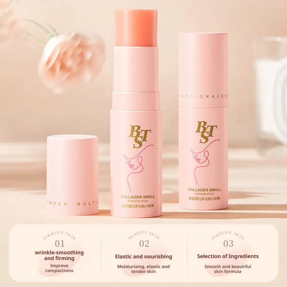 Pink Collagen Face Balm Stick, Collagen Wrinkle Bounce Multi Balm Stick Hydrating Moisturizing, Reduce Fine Lines, Firming Skin