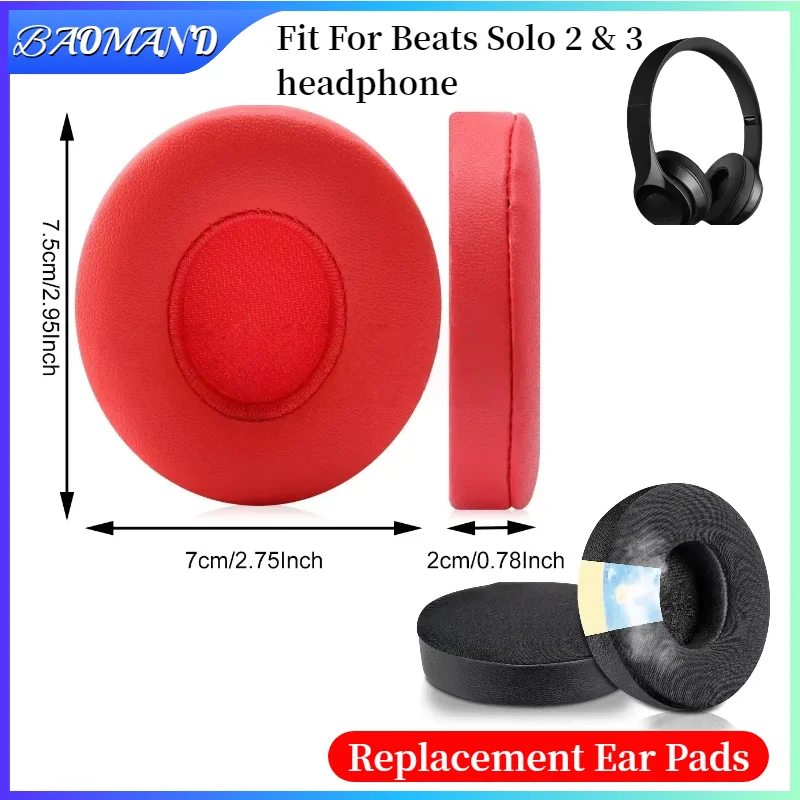 

2pcs/pairs Leather Headphone Foam For Beats Solo 2 & 3 Headset Ear pads Cushion Replacement Covers Accoriess