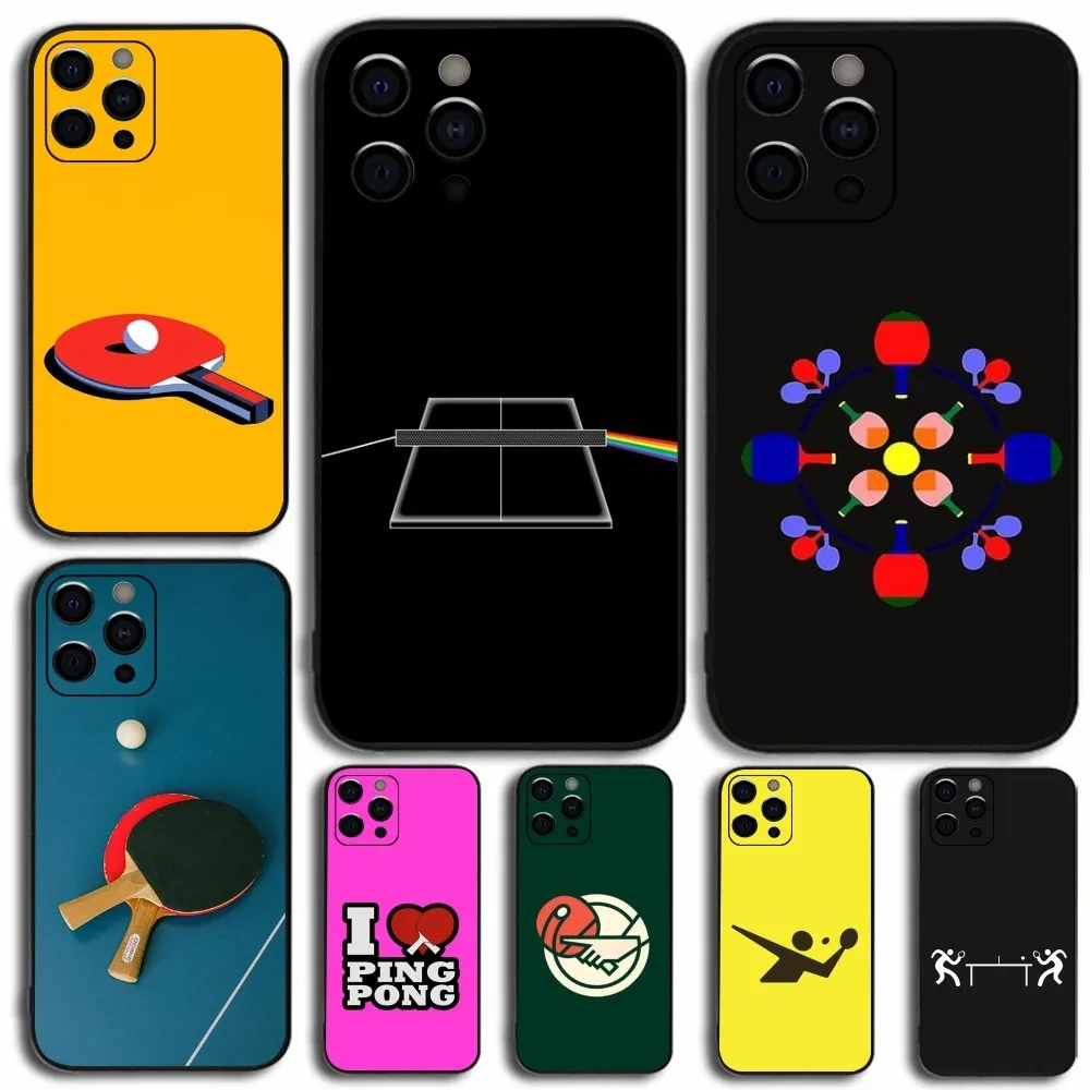 

Table Tennis Racket Ping Pong Phone Case For Apple iPhone 15,14,13,12,11,Pro,X,XS,Max,XR,Plus,Mini Soft Black Cover