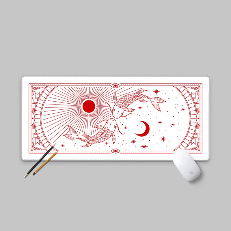 

Yin and Yang Gossip Good Luck Koi Mouse Pad Is Oversized, Thickened, Seam Simple, High-end, Cold, Niche, Silky and Waterproof