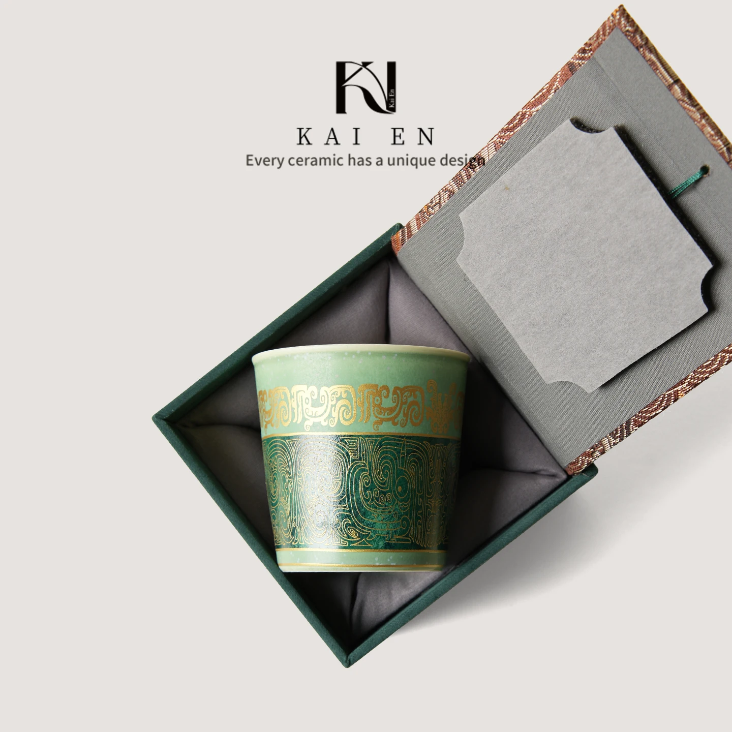 kaien-three-gorges-cultural-creative-direct-mouth-tea-cup-gift-box-high-end-business-gifts-for-elders-and-leaders-green-color