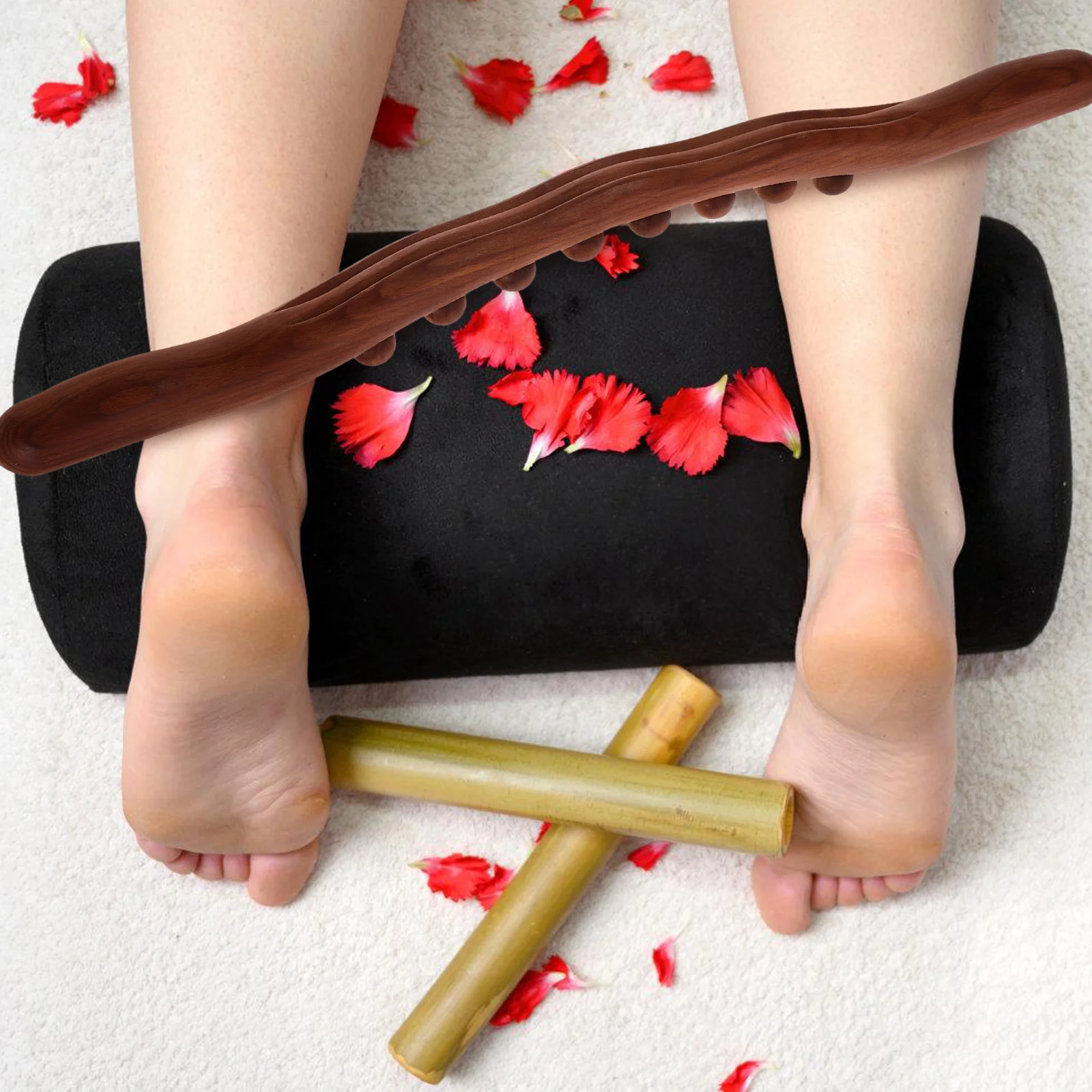 

8 Beads Wooden Gua Sha Massage Stick Muscle Relaxing Tool for Full Legs Tension Relief Portable Muscle Relaxing Tool