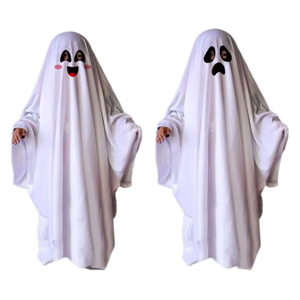 Scary Unisex Halloween Ghost Costume White Boo Ghost Halloween Ghost Cloak Trick-or-Treat Spooky Fancy Dress Boys Girls