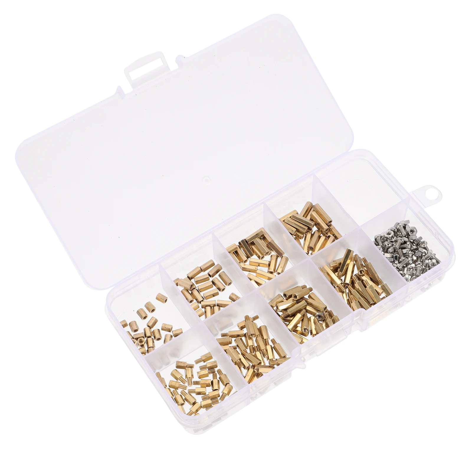 

300pcs Screws Nuts Assortment Hex Column St off Kit Copper Alloy Fastening Hardware Storage Box Included