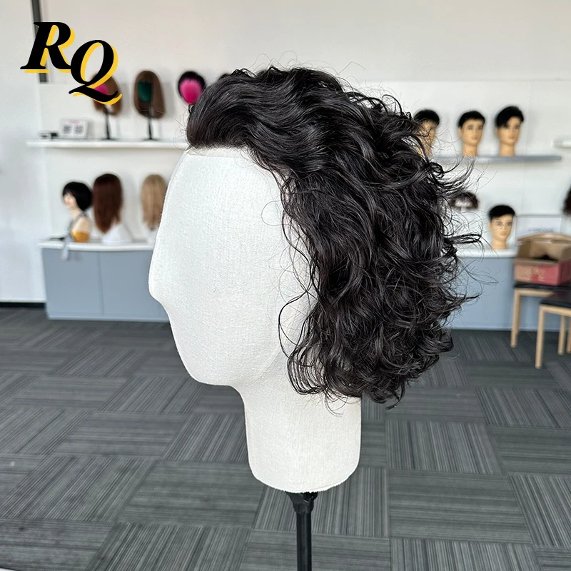 Pre Cut Styled Thin Skin Toupee Hair Men Human Hair Replacement System 1b Color 8 Inches Hair Piece Protesis Hombre Male Wig