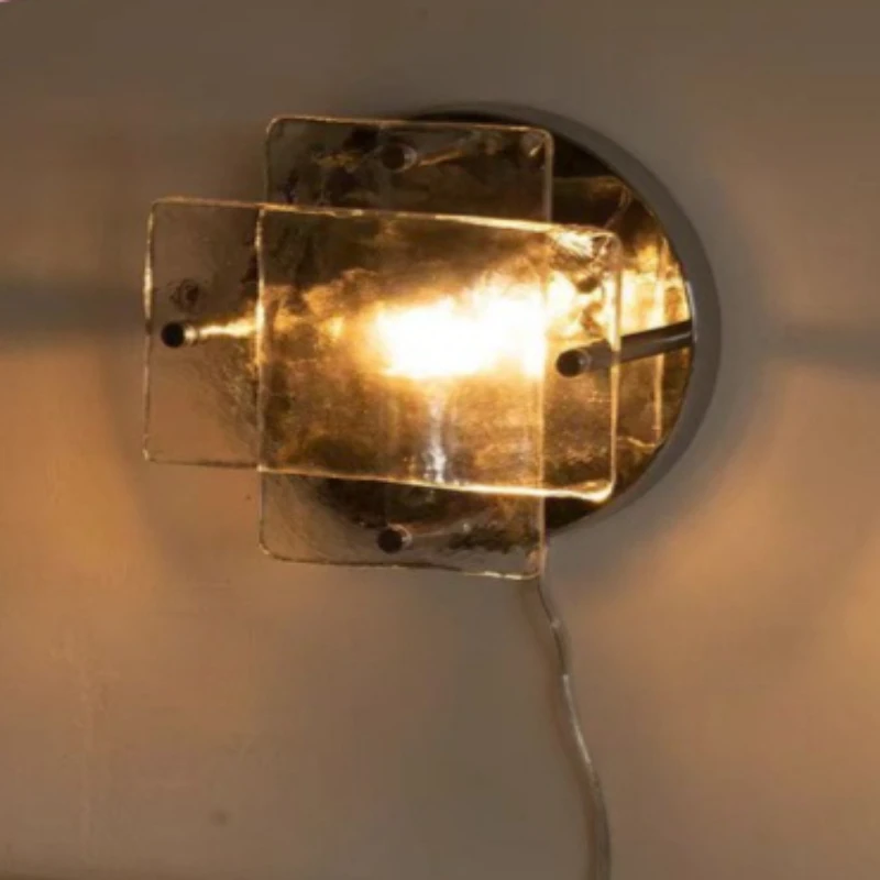 Industrial Ice Glass LED Wall Lamps Chrome Metal Base G9 Bulb Hotel Study Bedroom Staircase Aisle Bathroom Wall Sconces Lighting
