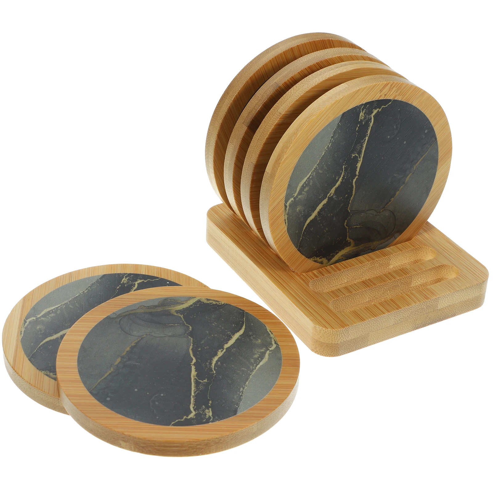 

1 set Wooden Coasters Set Heat-Resistant Cup Mats For Home Office Tabletop Protection Round Coaster Placemats Reusable
