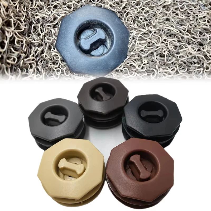 Car Floor Mat Universal Clips, Double Layer Carpet Fastener Screws, Non-Slip Plastic Buckle for Mat Fixing Accessories