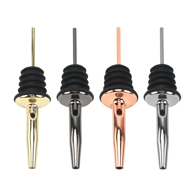100pcs Wine Bottle Pourer Stopper Stainless Steel Wine Liquor Spirit Pourer Free Flow Wine Bottle Pour Spout Stopper Bar Tool