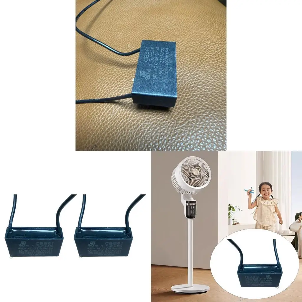 F92F 2PCS Motor Starting Capacitors Plastic Shell Design Fan Repair Part for Fan