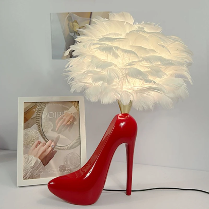 SANDYHA Modern Minimalist Feather High Heels Floor Lamp for Living Room Decor Bedroom Bedside Study Lighting