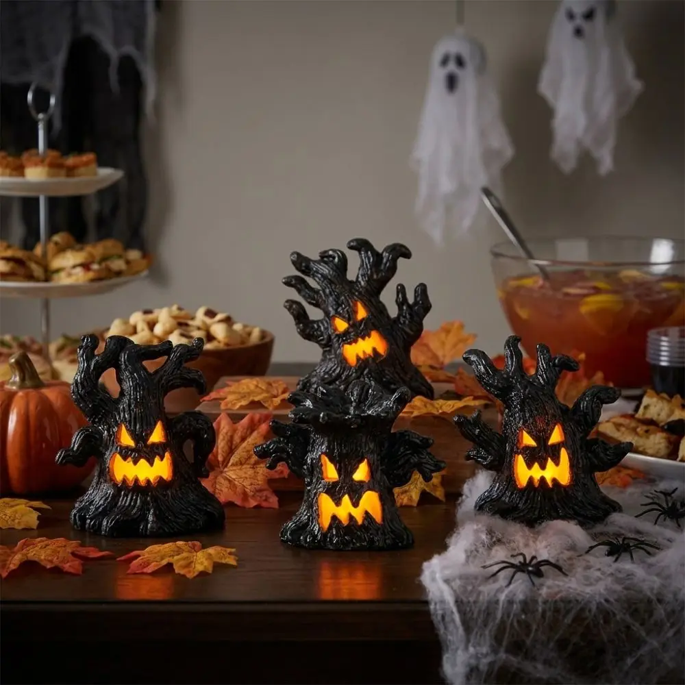 Resin Halloween Monster Tree Light Ornament Mini Tree Stump Spooky Scary Tree Stump Lamp Simulated Tree Freaky