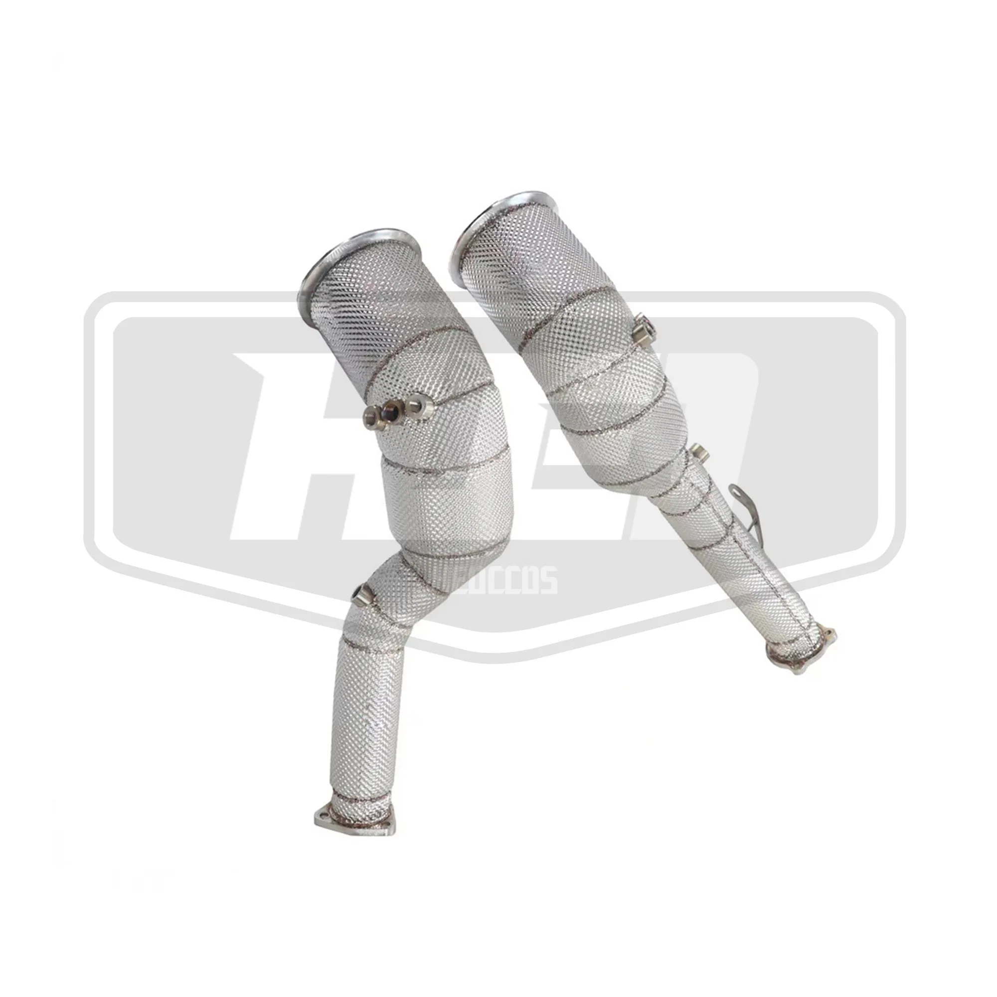 HEO Exhaust System High Flow Performance Downpipe for Audi S6 S7 C8 2.9T 2020+ With Heat Shield Racing Pipe