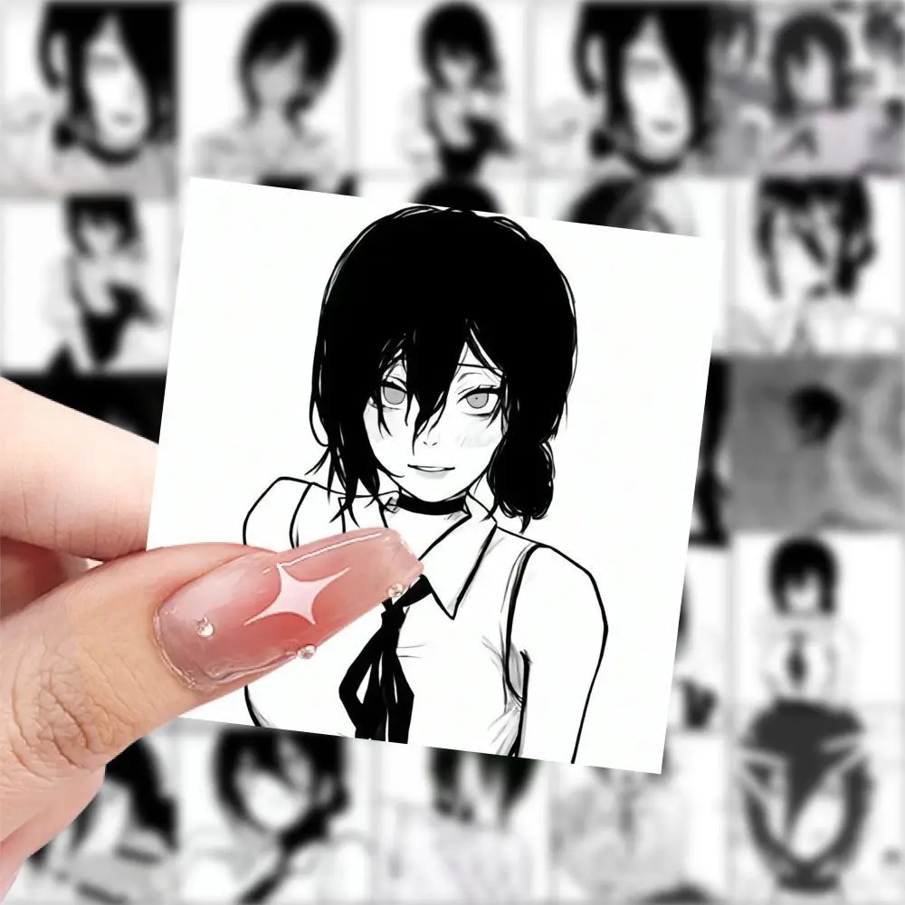 59Pcs Chainsaw Man Reze Black White Manga Stickers Anime Decals for Laptop Journal DIY Fans Decor Gift