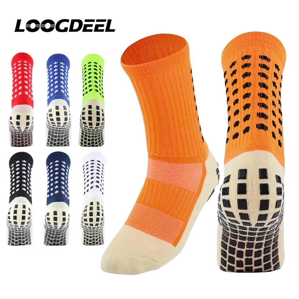 

Футбольные носки Loogdeel, баскетбольные амортизирующие футбольные спортивные носки для взрослых, дозатор клея, противоскользящее полотенце, нижняя часть средней трубки