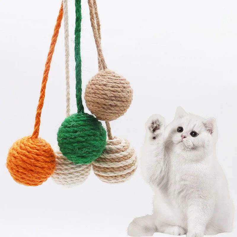Colorful Sisal Rope Weave Ball Teaser Play Balls Pet Cat Interactive Indoor Balls Scratch Proof unting Instinct Chase