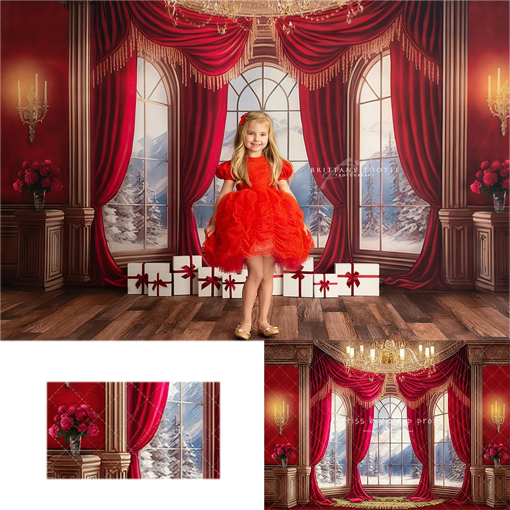 Xmas Holiday At The Abbey Backdrops Kids Family Photocall Decors Child Adult Photo Christmas Curtains Windows Backgrounds