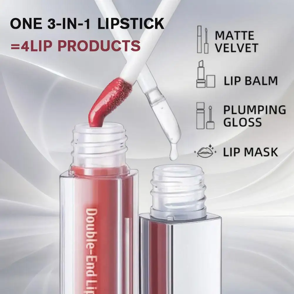 Nieuwe 3-in-1 Matte Lipglaze Lip Liner Hydrateren Clear Lip Oil Set Cosmetica Waterdicht langdurige Plumer Spiegel Lippen Glans set