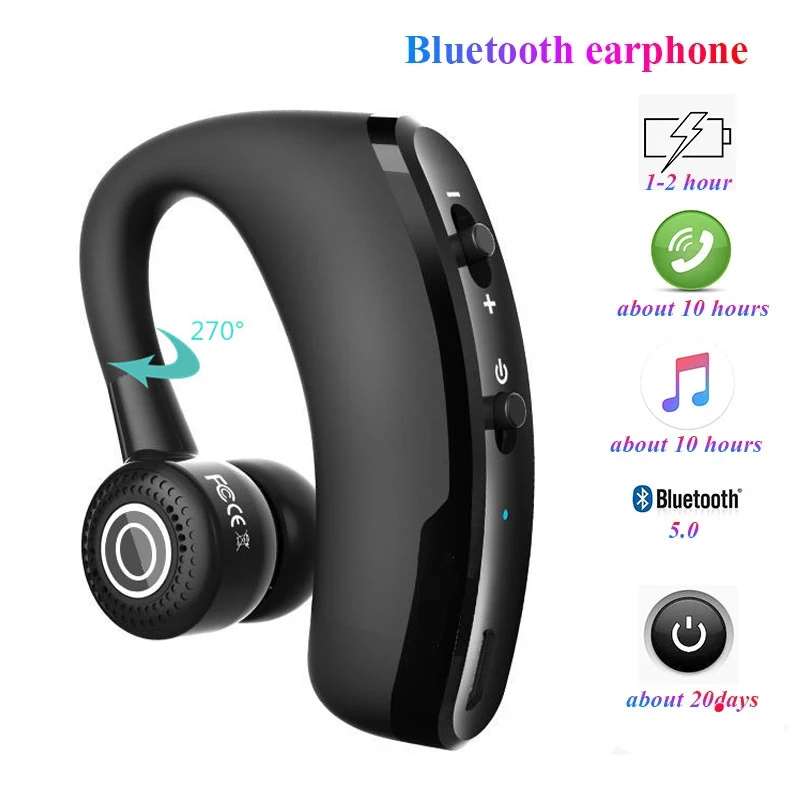 V9 Wireless Headphones Bluetooth-compatible V5.0 Headset Business Handsfree Earhook Sports Gaming Earphones With Mic For IPhone