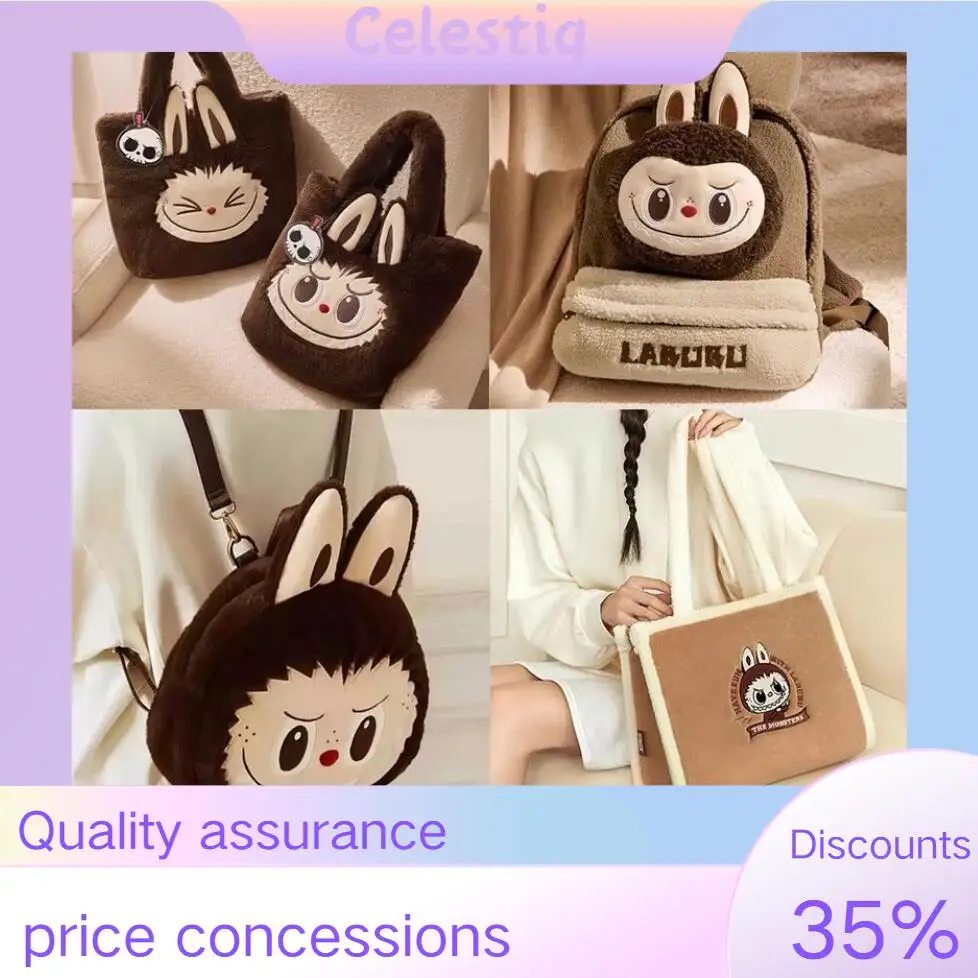 Genuine Labubu Classics Series The Monsters Big Head Backpack Tote Bag Cute Anime Plush Handbag Trendy  Girl Christmas Gifts