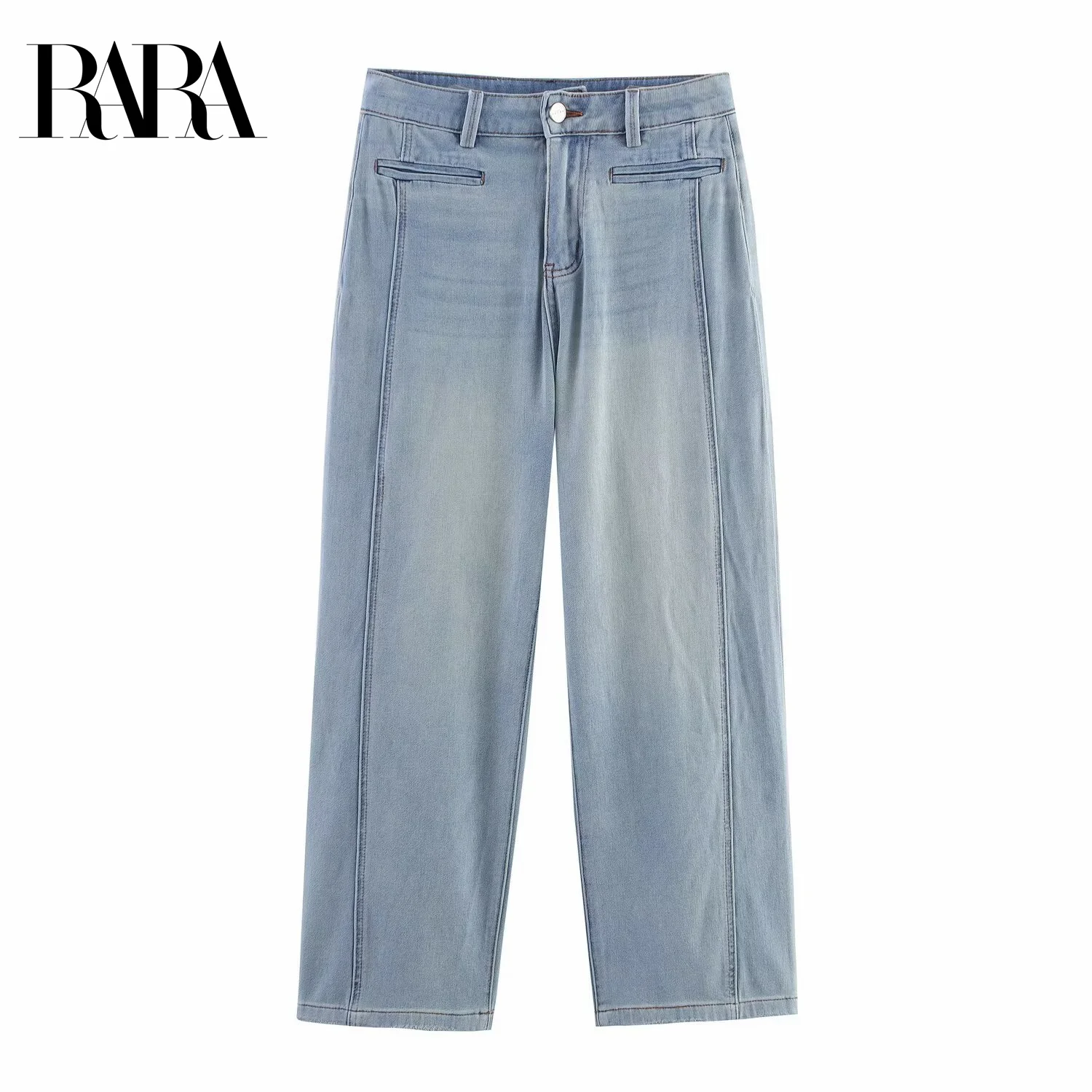 

RARA2025 новая летняя женская одежда, повседневная мода, универсальные простые тонкие свободные прямые джинсовые брюки в стиле ретро