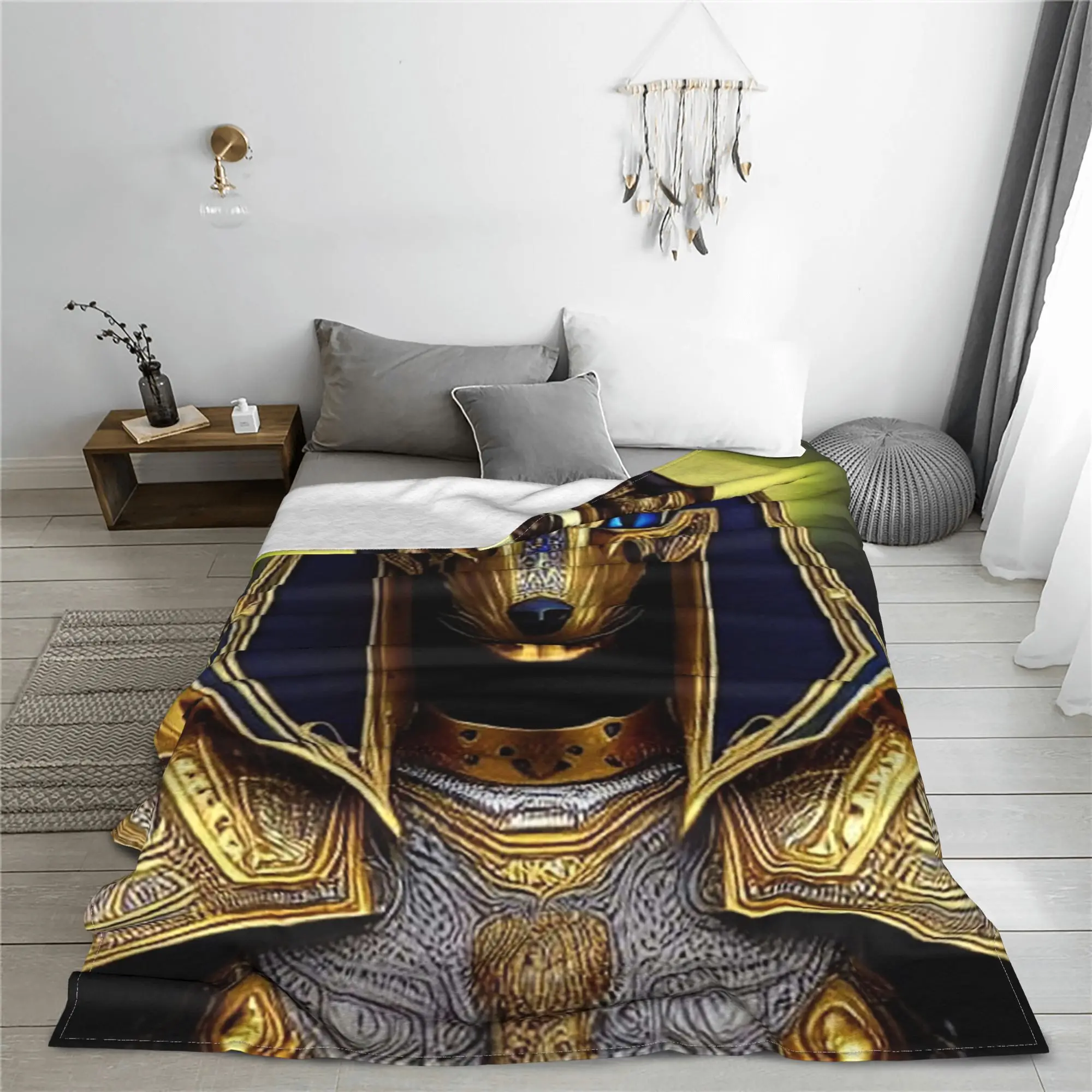 

Egyptian God Anubis Art Blankets Portable Fleece Sofa Throw Blanket for Couch Bedding Outdoor Throws Bedspread Quilt