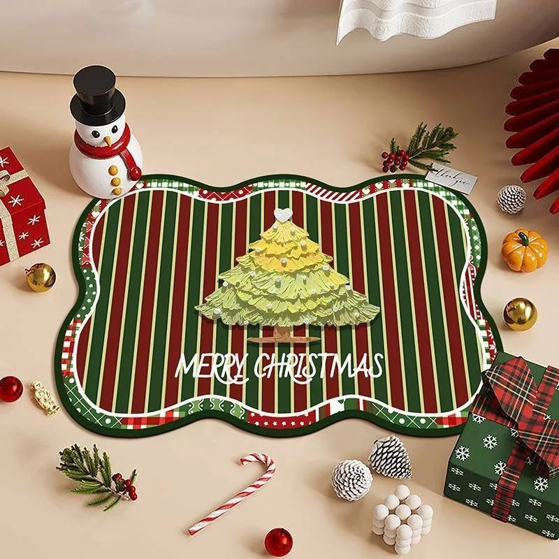

Christmas Tree Bathroom Mat for Kitchen Non-slip Rugs Diatom Mud Water-Absorbent Quick-drying Bath Mats Entrance Doormat Rug 카페트