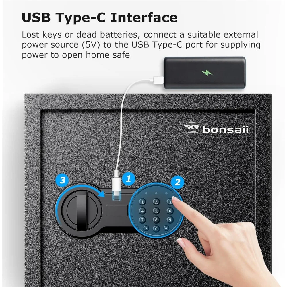 Стальной сейф с цифровым замком клавиатуры со съемной полкой для дома, гостиницы, офиса, ценностей, денег