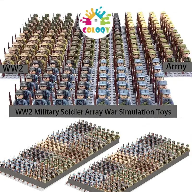 

Kids Building Blocks Chinese toy New WW2 Soldier Military Army Mini dolls Nation Alliance Officer Gun Strap Toy wholesale store