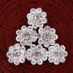 (10PCS/LOT) 12.5MM Vintage Bling Metal Clear Crystal Flower Button For Wedding Handmade Clear Alloy Rhinestone Flatback Buttons