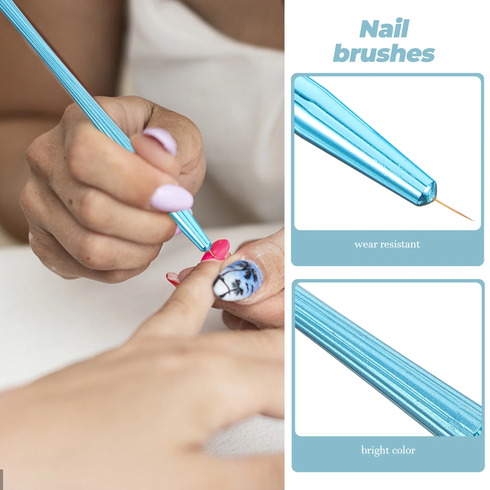 

3Pcs Nail Art Brushes Portable Manicure Pens Soft Bristles Salon and Home Use Fine Liner Brush for Nail Painting
