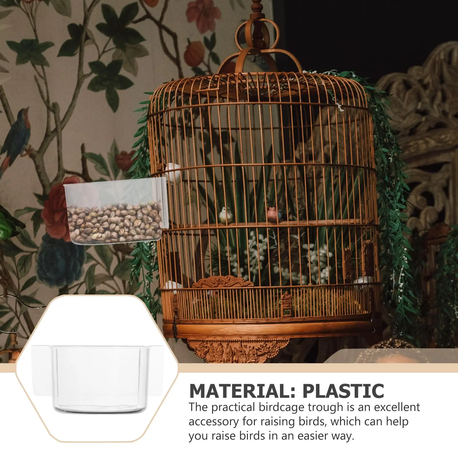 2PCS Bird Food Bowl Accessories Cage Feeding Box Large Capacity Parrot Container Semicircle Practical Pet Birds