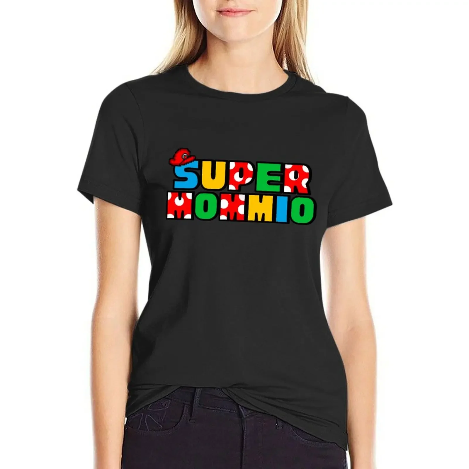 Super Mommio, Funny Mother Gift idea T-shirt anime clothes Blouse Woman clothing