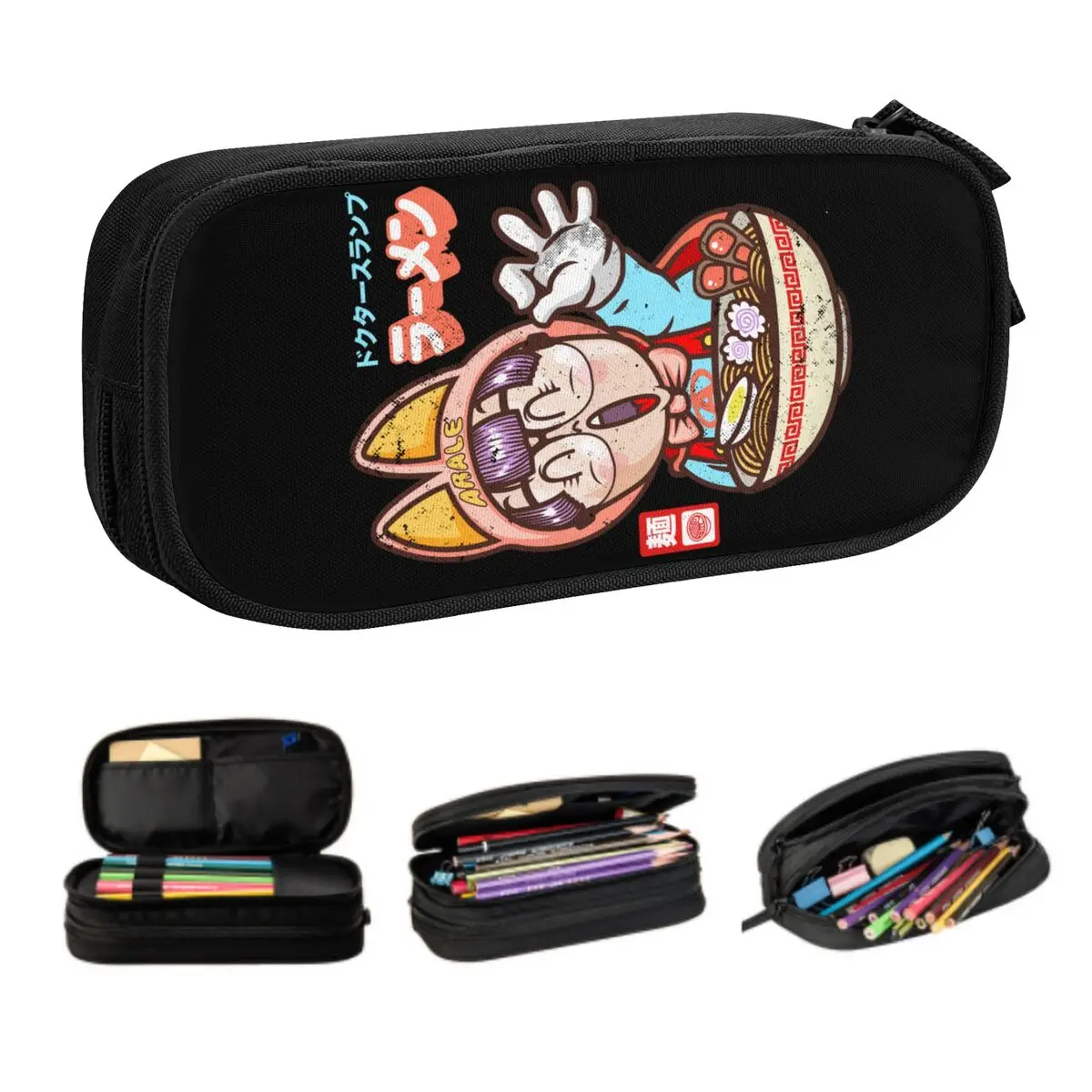 Custom Cute Arale Noodle Ramen Pencil Cases for Girls Boys Dr Slump Japan Manga Large Capacity Pen Box Bag Stationery