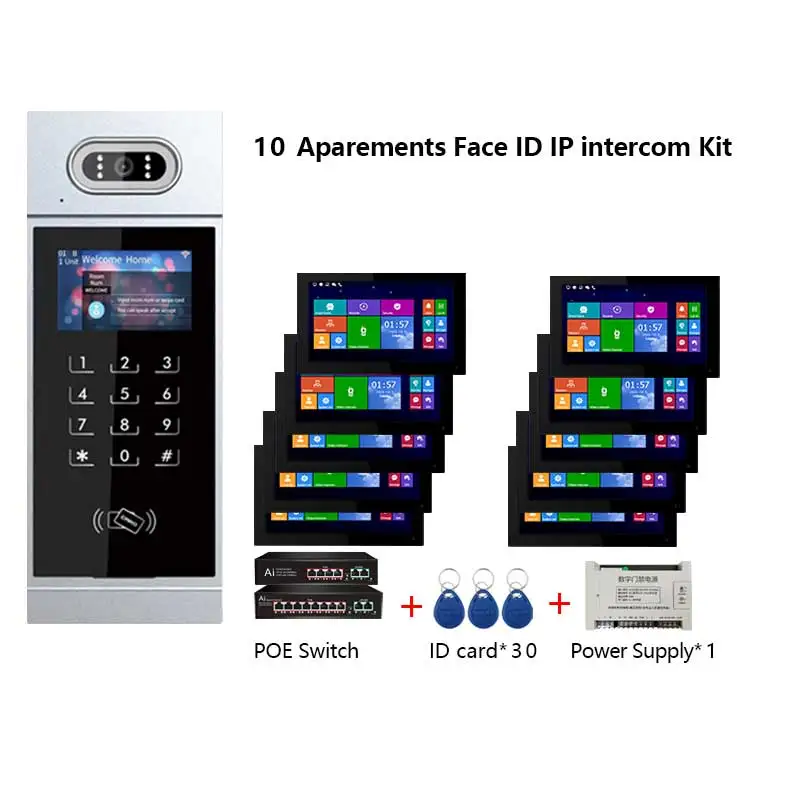 Ip Intercom Access Control System with Elevator Control Function Multi-Apartment Touch Video Door Phone