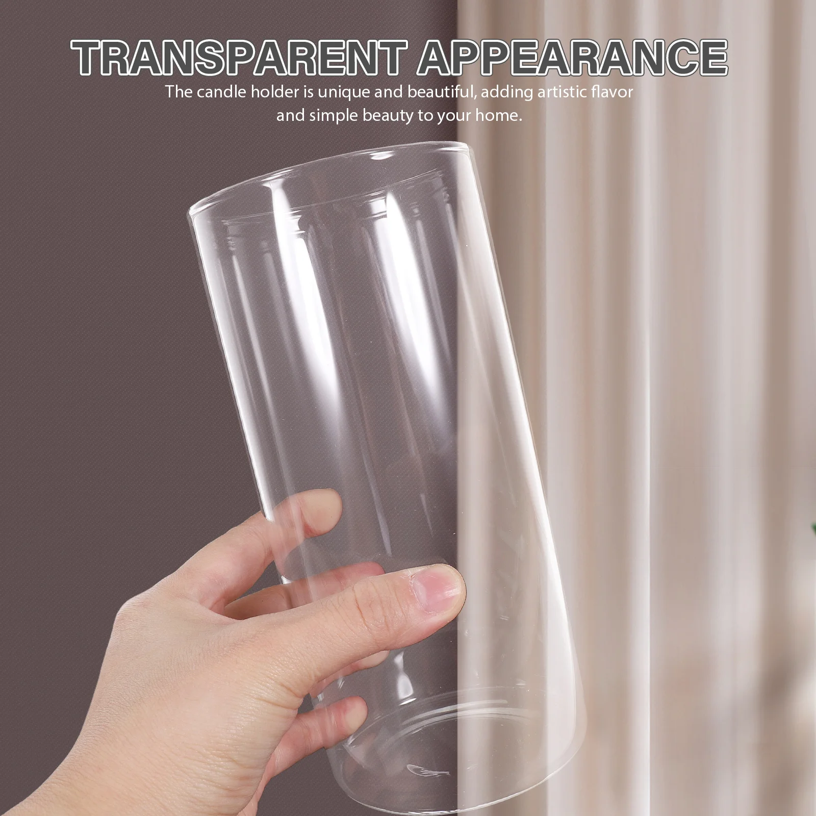 

3Pcs Clear Glass Holder Cylinder Cover Transparent Pillar Cup Windproof Decorative Glass Cylinder