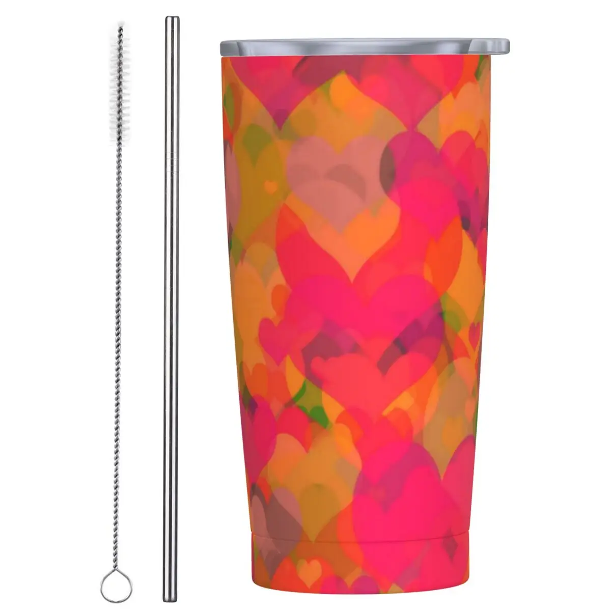 Heart Burst Art Tumbler Abstract Hearts Print Hot Drinks Water Bottle Leakproof Stainless Steel Thermal Mug Travelist Car Mugs