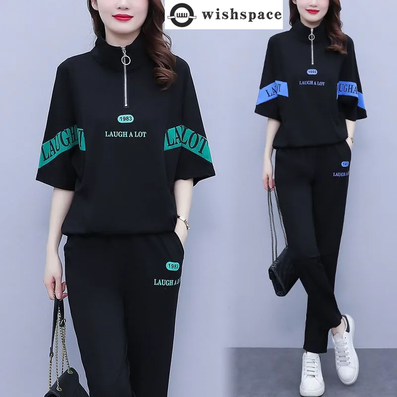 

Sportswear Set for Spring and Summer New Korean Version Casual and Fashionable Temperament Age Reducing Two-piece Set