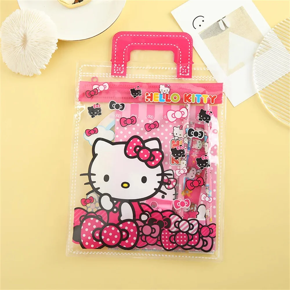 6 pz/Sanrio Kid stazionario Set hellogykitty Anime studente borse a matita gomma righello temperamatite astuccio Notebook regali per studenti