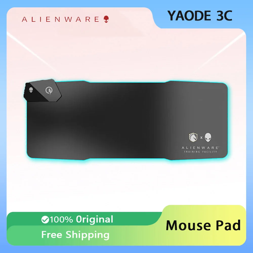 

Коврик для мыши Alienware с беспроводной зарядкой, RGB-подсветкой и светодиодным экраном, игровой коврик для мыши, аксессуары для ПК, настольный коврик большого размера