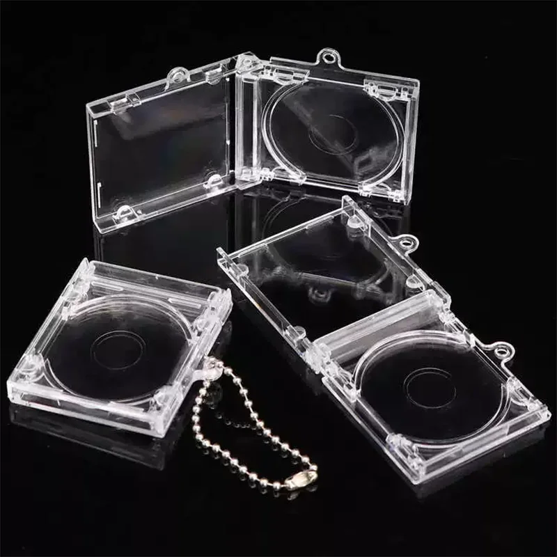 1-2pcs Creative CD Keychain  Mini CD Case DIY Car Phone Keychains Hanging Decor Chain Clip Blank Album Kpop Gifts Accessories