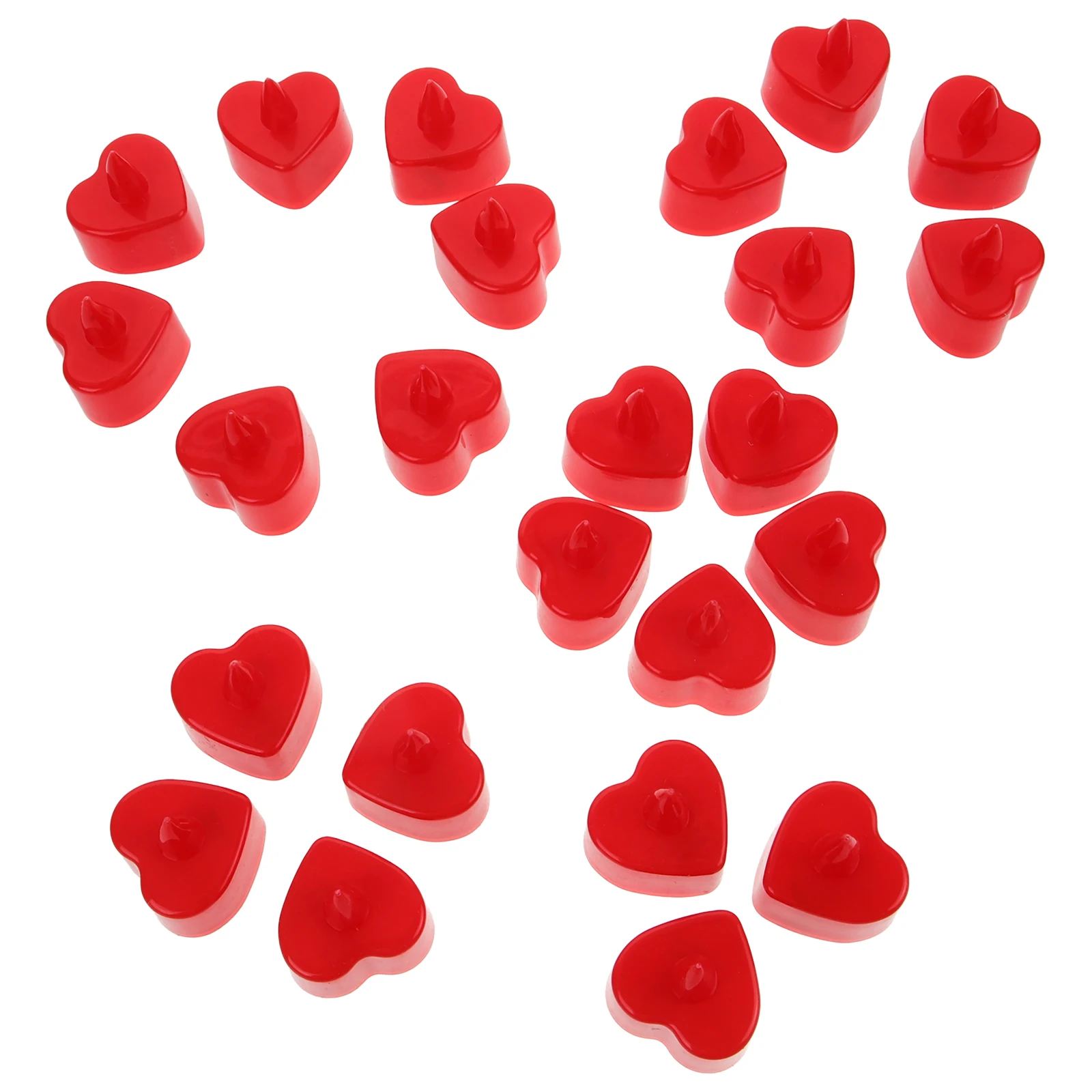 

24 Pcs Heart-shaped Electronic Lamp Love Candles Lights Flameless Candlesticks Fake Led