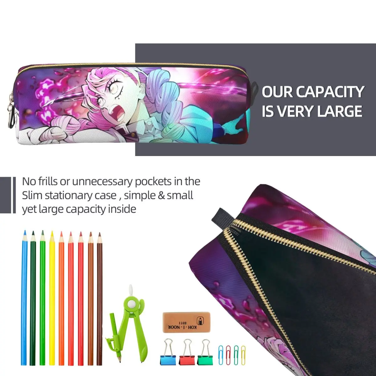 مقلمة هاشيرا ميتسوري كانروجي مقلمة شيطان القاتل مقلمة للطلاب سعة كبيرة حقائب أقلام رصاص هدايا مدرسية أدوات مكتبية