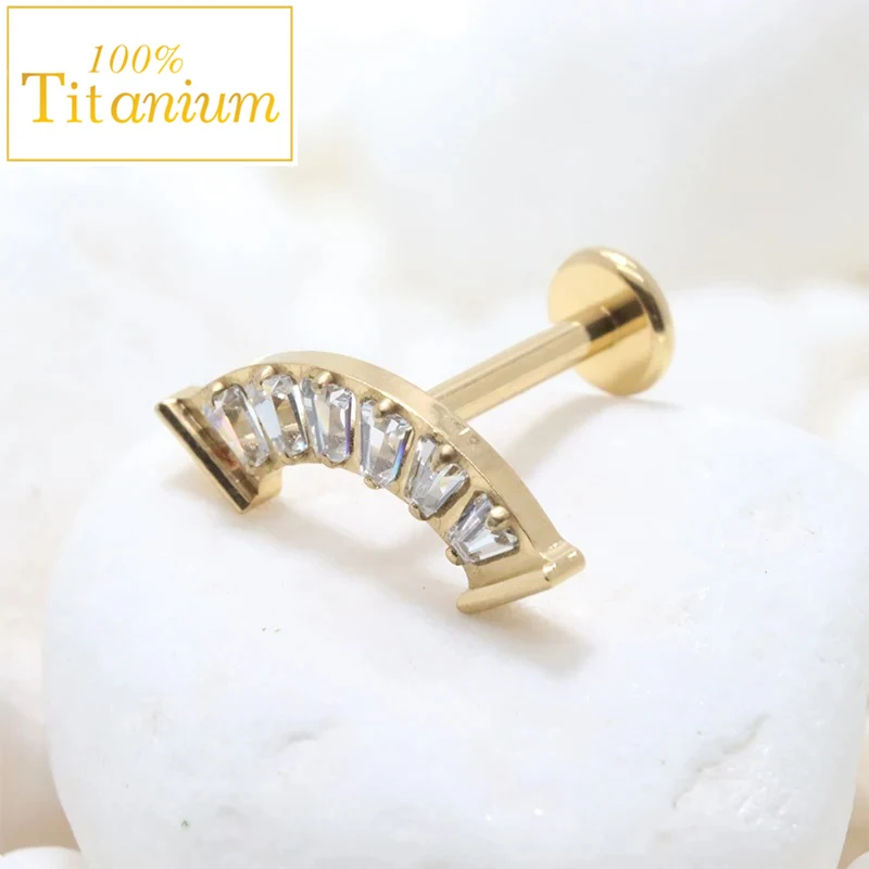 ASTM F136 Titanium Cartilage Piercing Stud Women's Earrings 16G Ear Lobe Tragus Helix Conch Lip Nose Rings Labret  Body Jewelry image 2